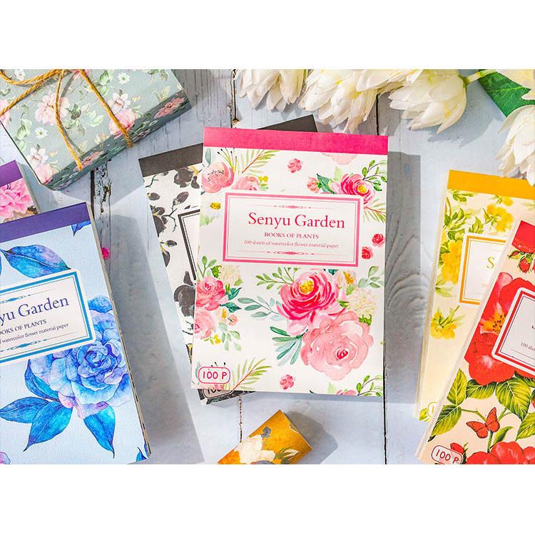 新品　票据集冊シリーズ　コラージュベース素材　４種　100枚 コラージュ素材 デザインペーパーブック 100枚 flower bloom