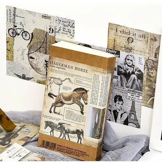 金箔押しレトロデザインペーパーとシールシートのセット 15枚