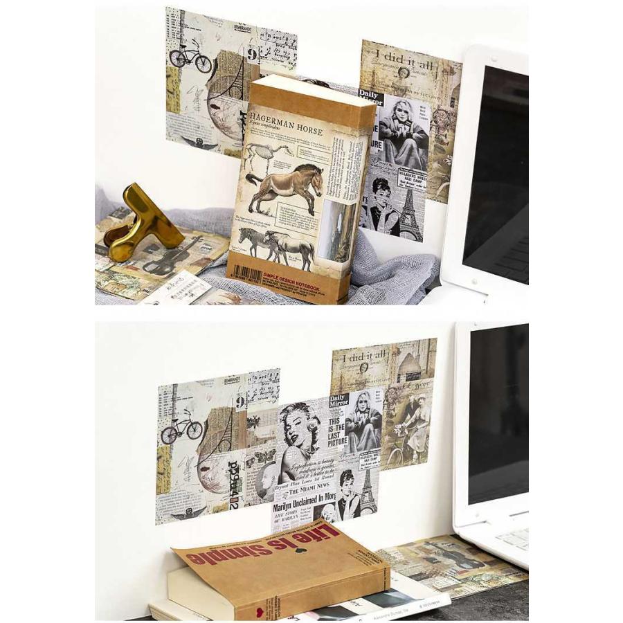 金箔押しレトロデザインペーパーとシールシートのセット 15枚