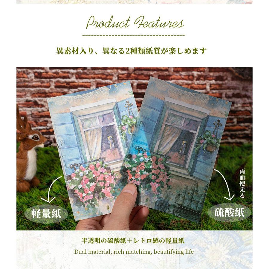 素材紙ブック 異素材 背景紙 半透明 便箋 コラージュ 素材 華やか 窓