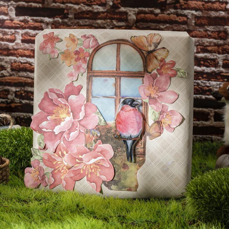 素材紙ブック 異素材 背景紙 半透明 便箋 コラージュ 素材 華やか 窓