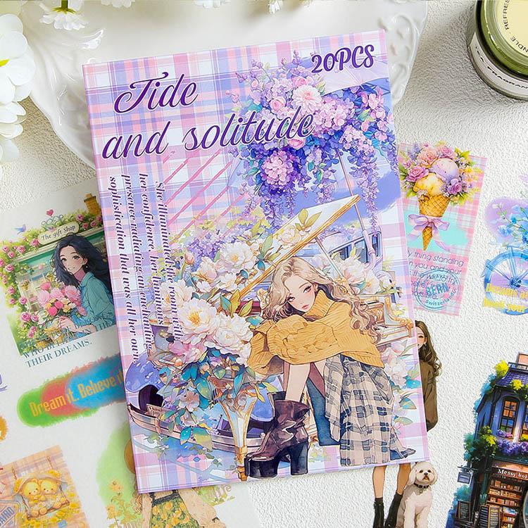 シールブック 型抜き 異素材 製本 女の子 人物 全身 シール コーヒー