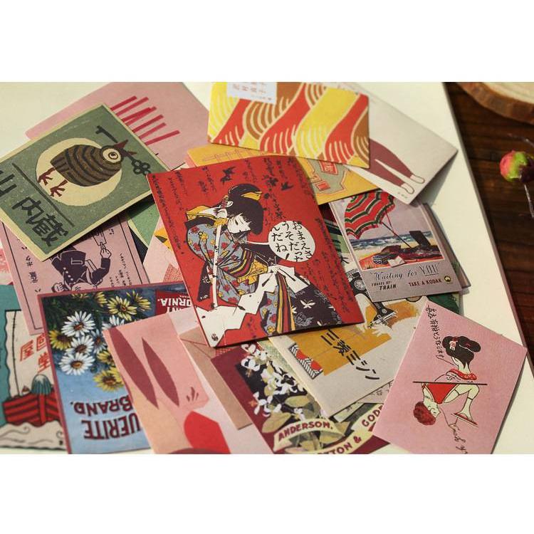 即納 昭和 レトロ ステッカー ヴィンテー 和風シール 和風 京都 歌舞伎