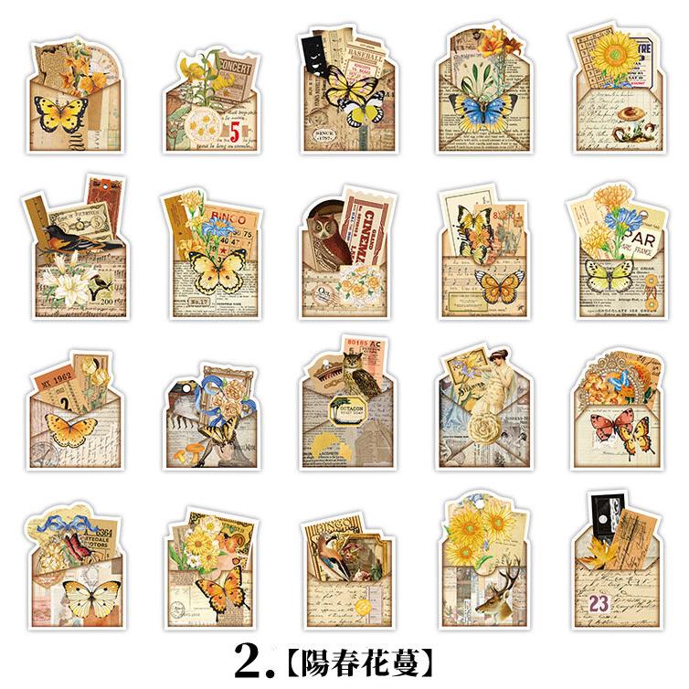 海外 コラージュ シール セット マスキングテープ素材 マステシール 20