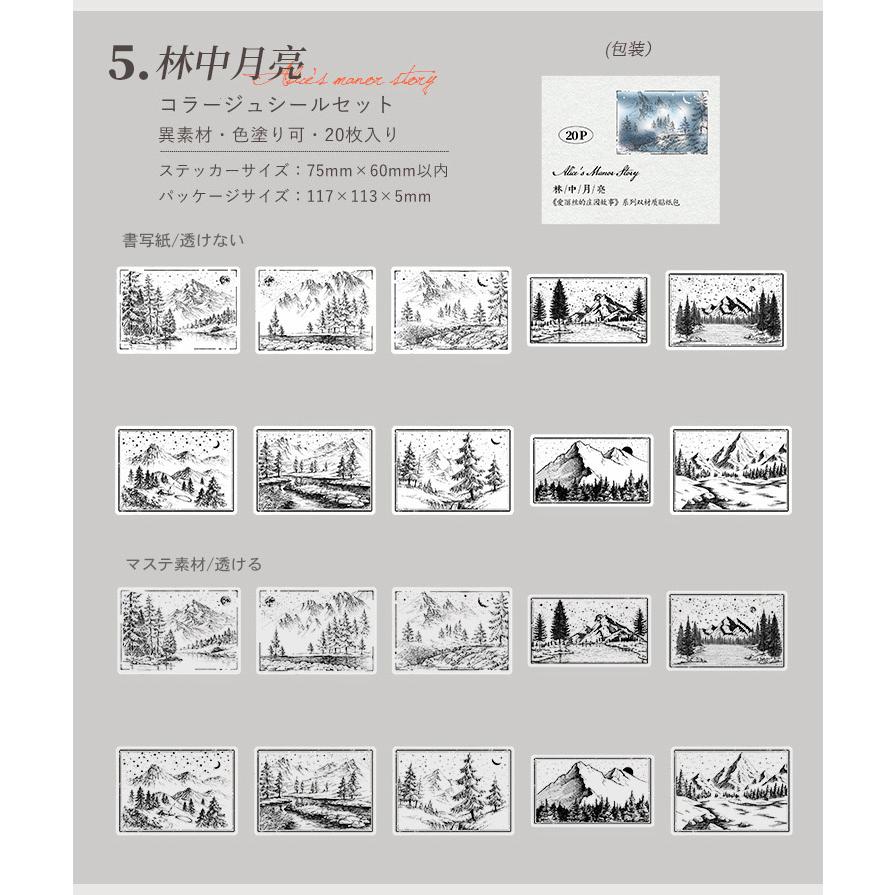 海外ステッカー 異素材 大きめ マステ素材 マステシール コラージュ