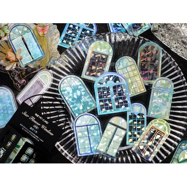 ステンドグラス コラージュ シール オーロラ 箔押し クリア