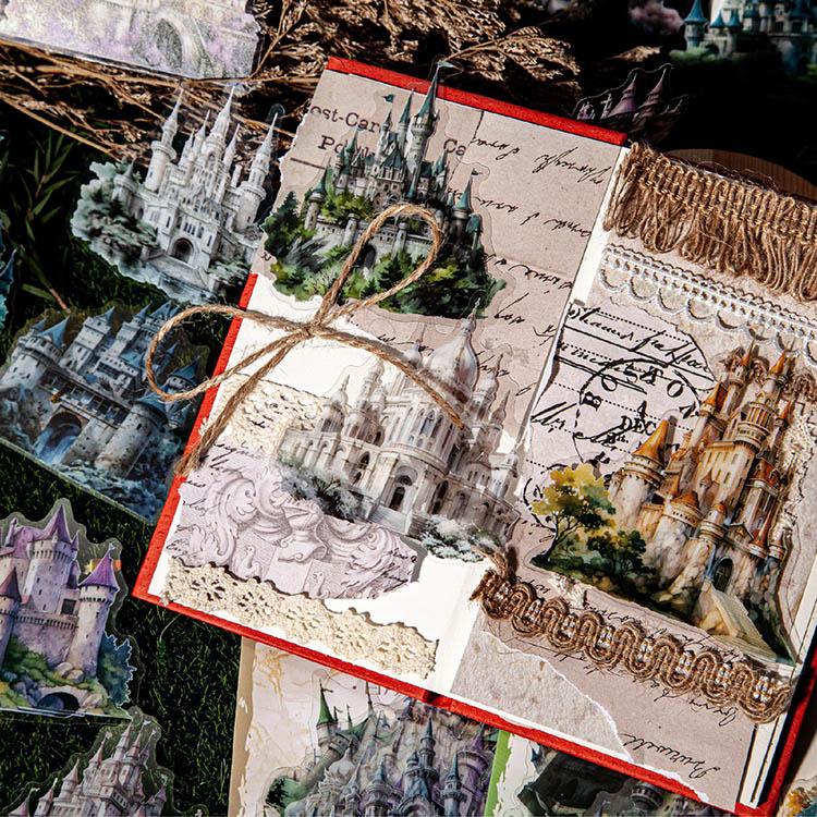 クリアシール 大きめ 珍しい 城 コラージュシール PET素材 耐水