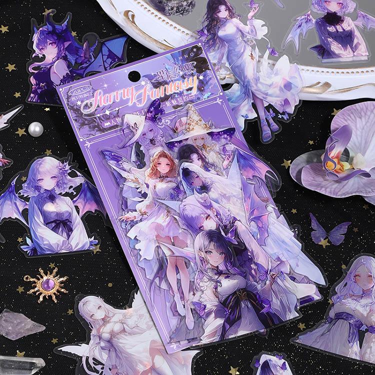 人物シール ラージサイズ 幻想的 魔女 天使 人魚姫 イラストシール 