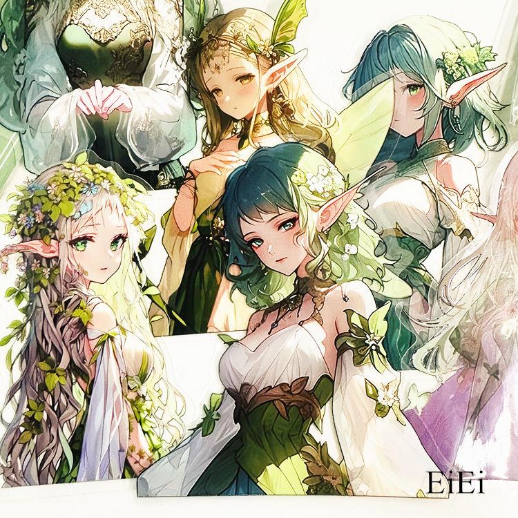 人物シール ラージサイズ 幻想的 魔女 天使 人魚姫 イラストシール