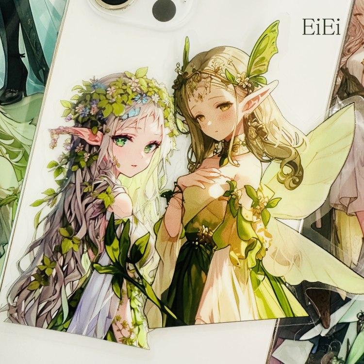 人物シール ラージサイズ 幻想的 魔女 天使 人魚姫 イラストシール