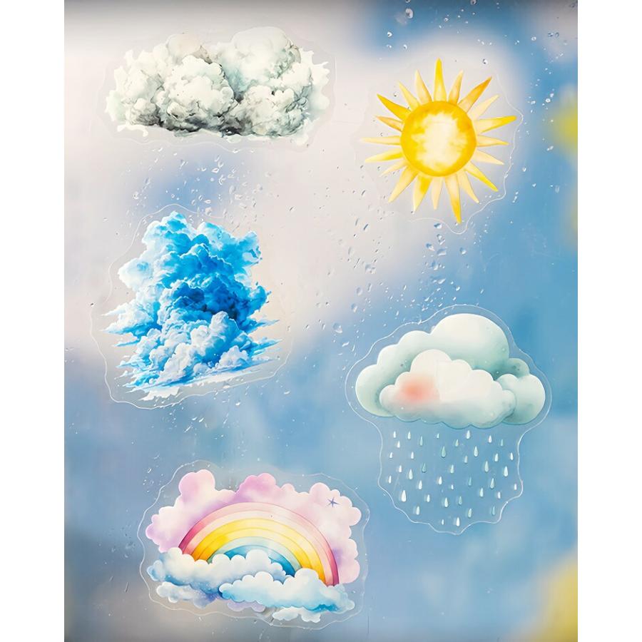 耐水シール お天気シール 雲 雨 太陽 空 月 星 くもり 晴れ かさ あめ