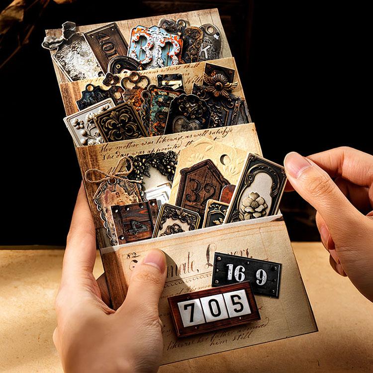 硬質シール エンボス加工 余白なし 凹凸 立体感 アンティーク レトロ