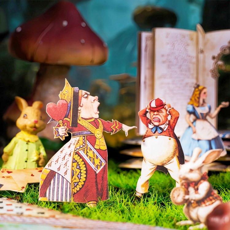 立体感 硬質シール 背景紙 不思議の国のアリス キャラクターステッカー
