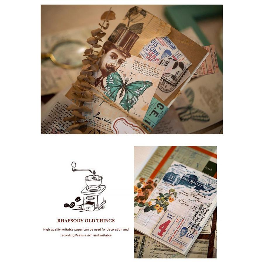 海外レトロデザインペーパー アンティーク 素材紙 手帳デコ コラージュ
