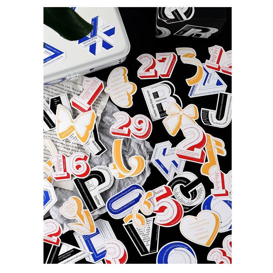 即日出荷 海外ステッカー 大きめ 3D 英字 数字 フレークシール ◇30枚