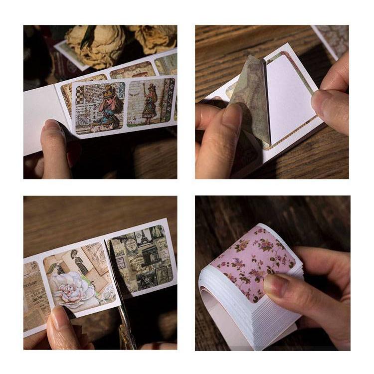 ヴィンテージ シールブック 海外シール 90枚 30ページ コラージュ素材