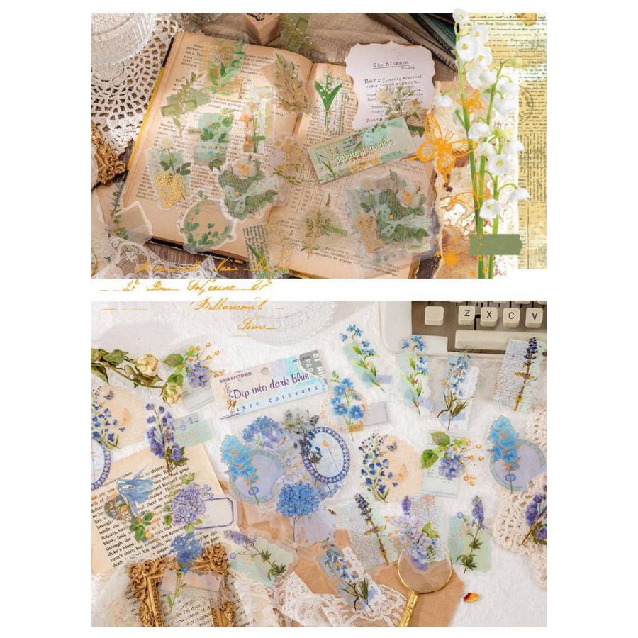 即日出荷 金箔押し 花 レース 英語 透明シール フレークシール 海外