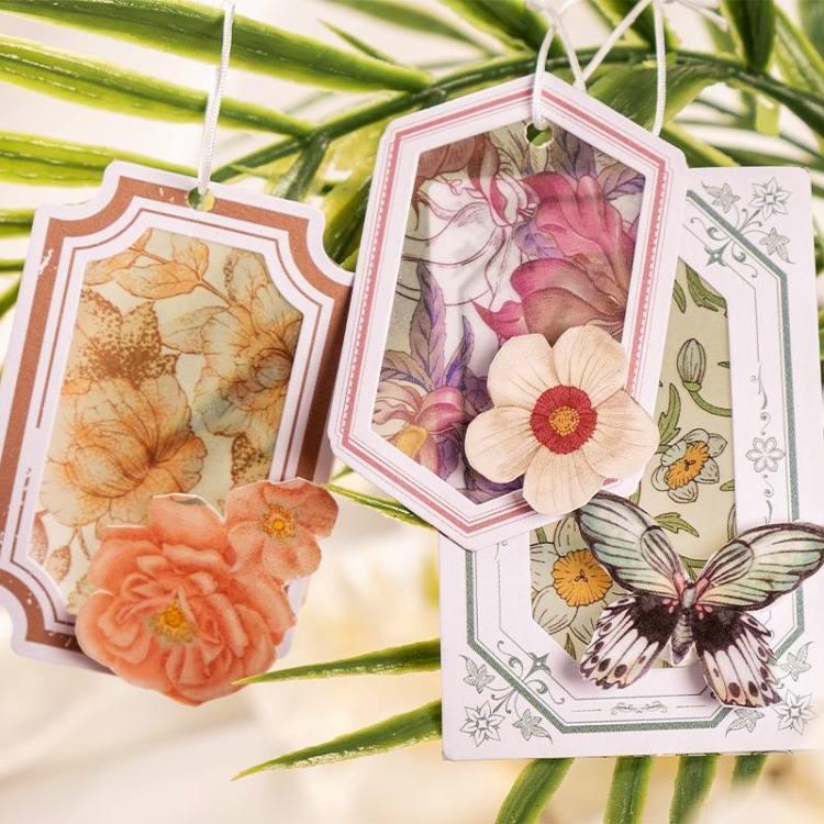 半透明 素材紙 素材ペーパー コラージュ素材 セット 花 フラワー 硫酸