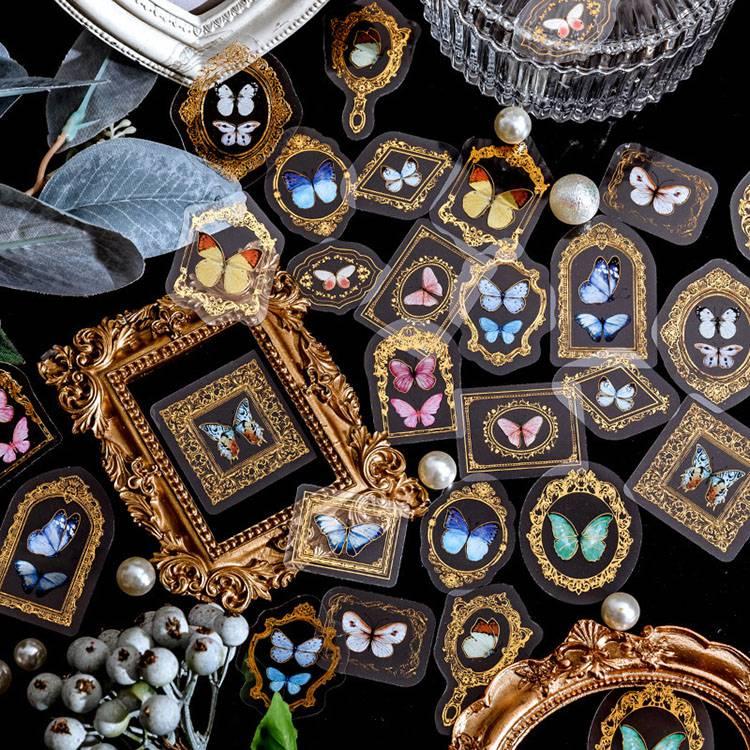 箔押し クリアシール 額縁 枠 フレーム シール 海外ステッカー レトロ