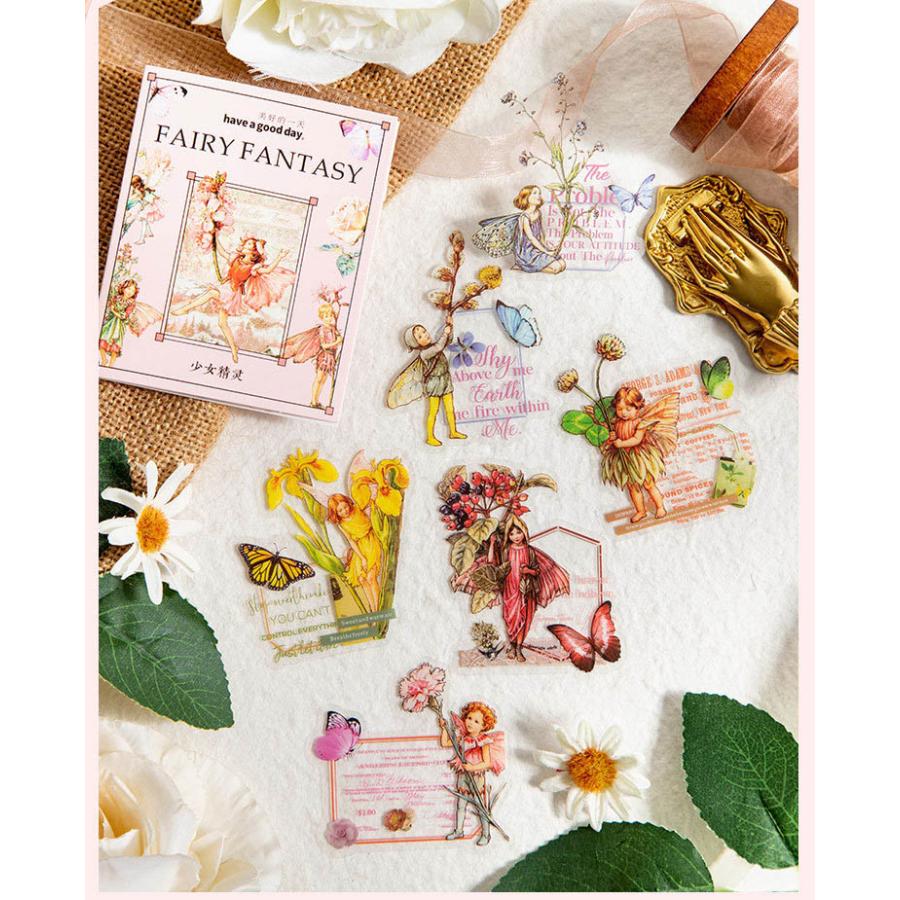 クリアシール 花の妖精たち 30枚 透明シール フレークシール