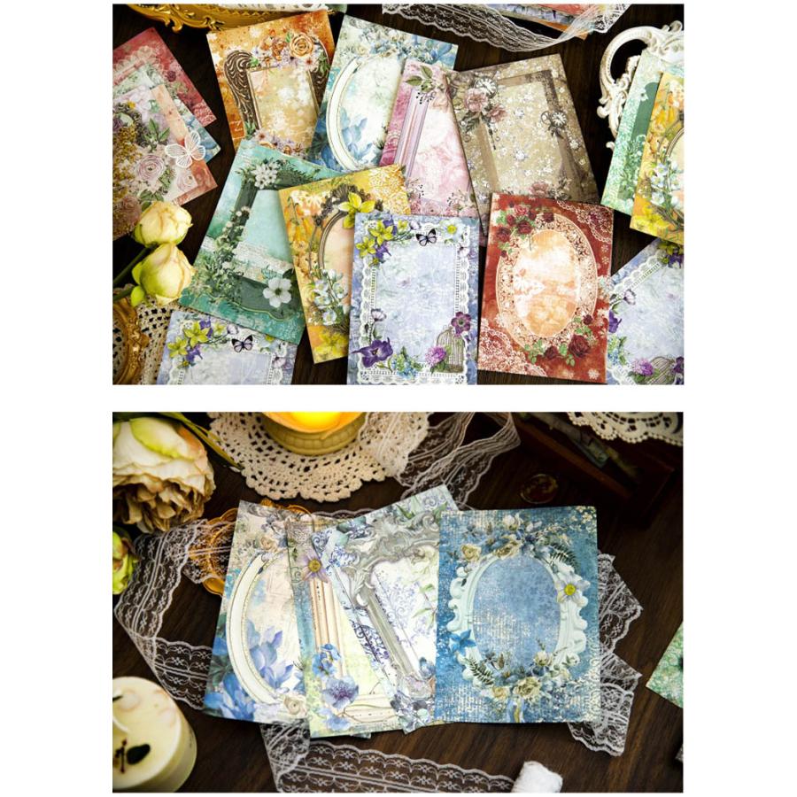 海外 背景紙 両面印刷 30枚 大判 175mm×125mm 素材紙ブック