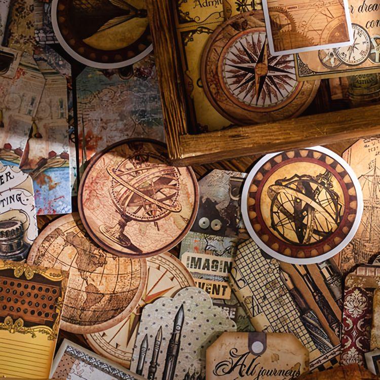 レトロ柄 タグ型ステッカー スチームパンク アンティーク 海外