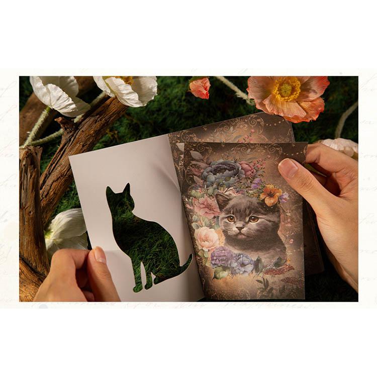 海外デザインペーパー 猫 イラスト 素材紙ブック ヴィンテージ