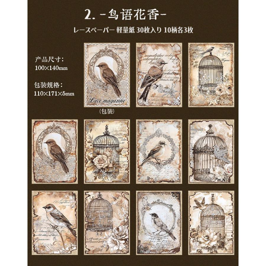 ヴィンテージ風ペーパー ダメージ加工 レース模様 コラージュ素材
