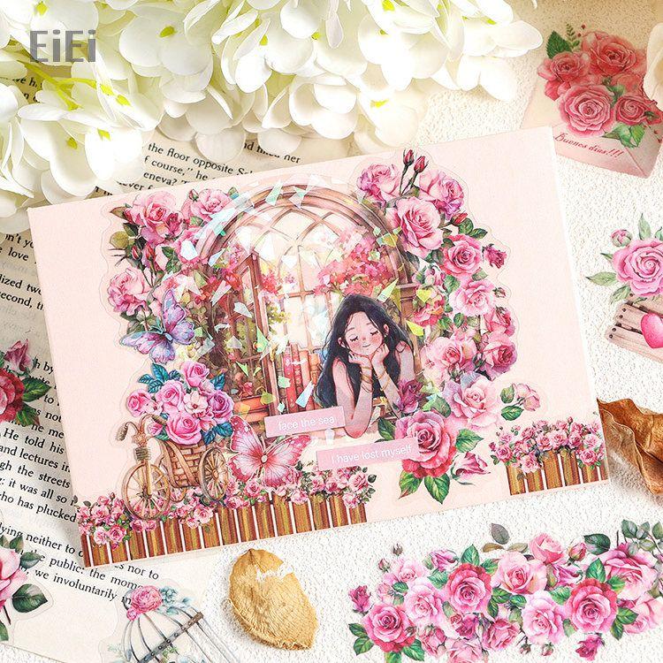 クリアシール 薔薇 向日葵 ガーデニング フェンス 花壇 イラストシール