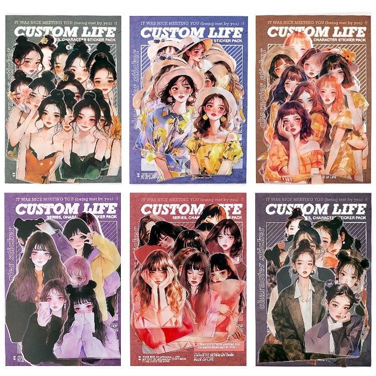 コラージュ/人物ステッカー/装飾ステッカー❤️まとめ売り 180枚 人物シール 買得セット 大きめ クリアシール 人物 シール PET