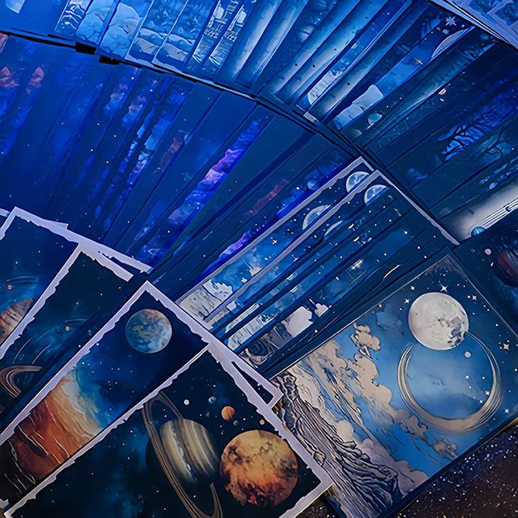 海外デザインペーパー 神秘 幻想 宇宙 月 星 雲 惑星 夜空 童話