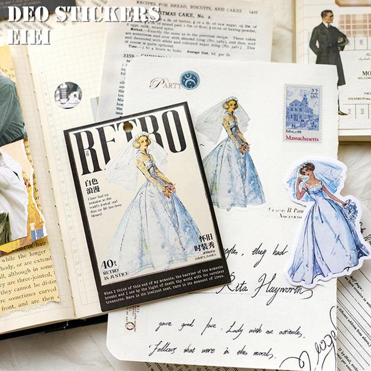 即日出荷 大人 人物シール レトロ ドレス ファッション シール 女の子