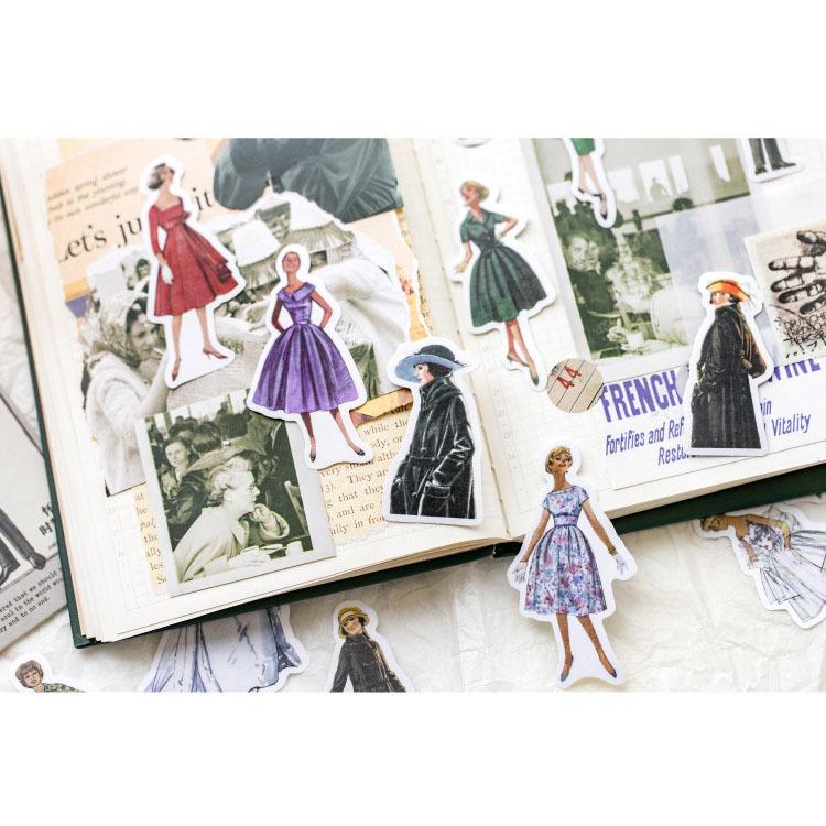 即日出荷 大人 人物シール レトロ ドレス ファッション シール 女の子