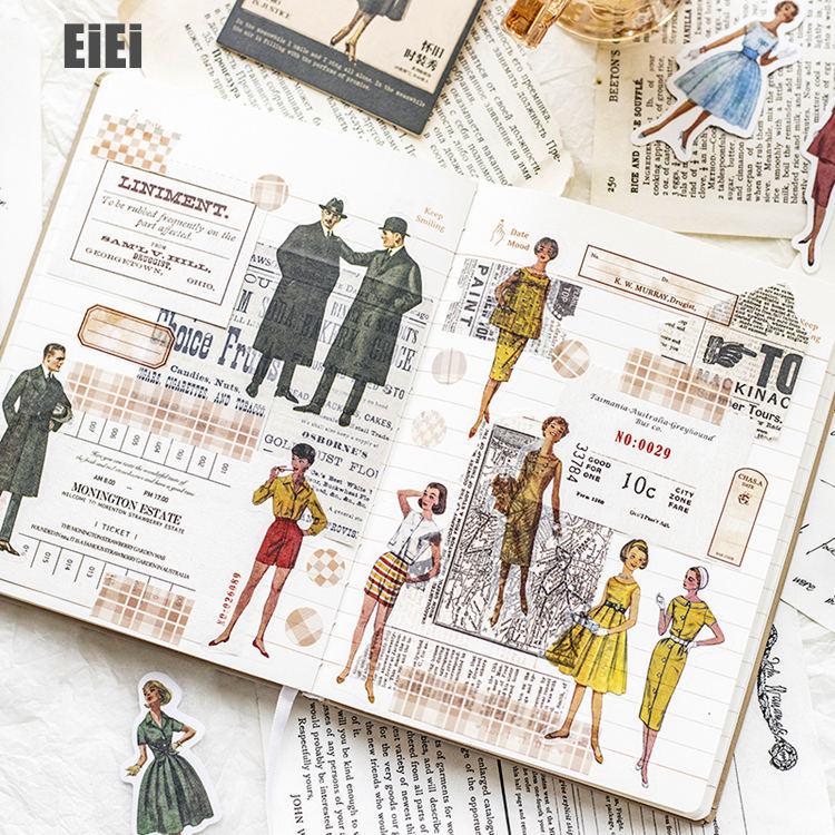 即日出荷 大人 人物シール レトロ ドレス ファッション シール 女の子