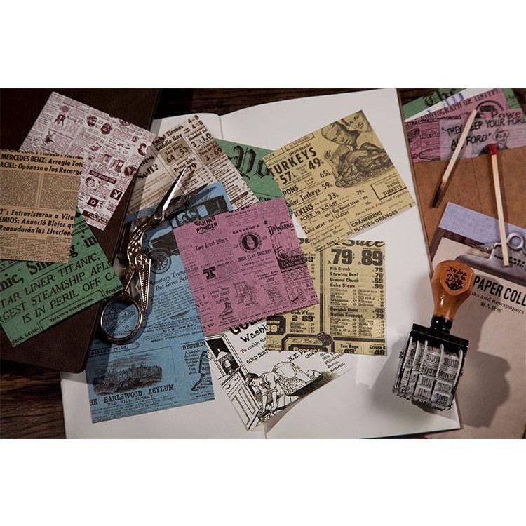 2種類紙質 硫酸紙 ヴィンテージ 素材ペーパー レトロ 40枚 透ける 海外