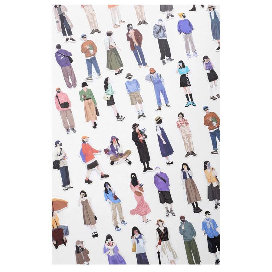 女の子 男の子 マステシール 大きめ 40枚 彼女 彼氏 人物 海外 シール