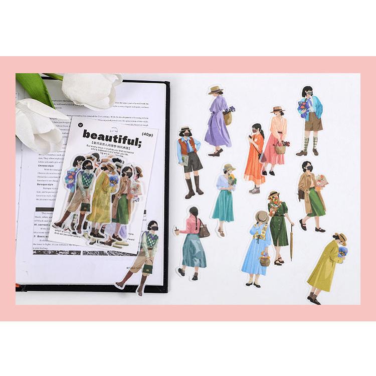 即日出荷 女の子 シール マスク掛け 人物 大人 フレークシール