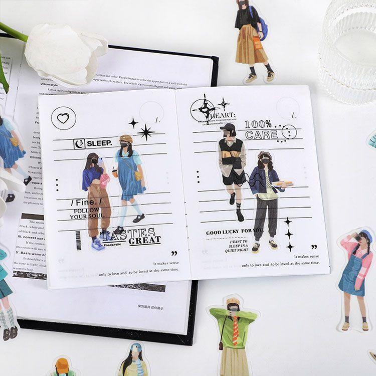 即日出荷 女の子 シール マスク掛け 人物 大人 フレークシール