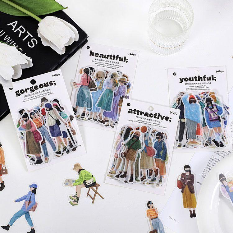 即日出荷 女の子 シール マスク掛け 人物 大人 フレークシール