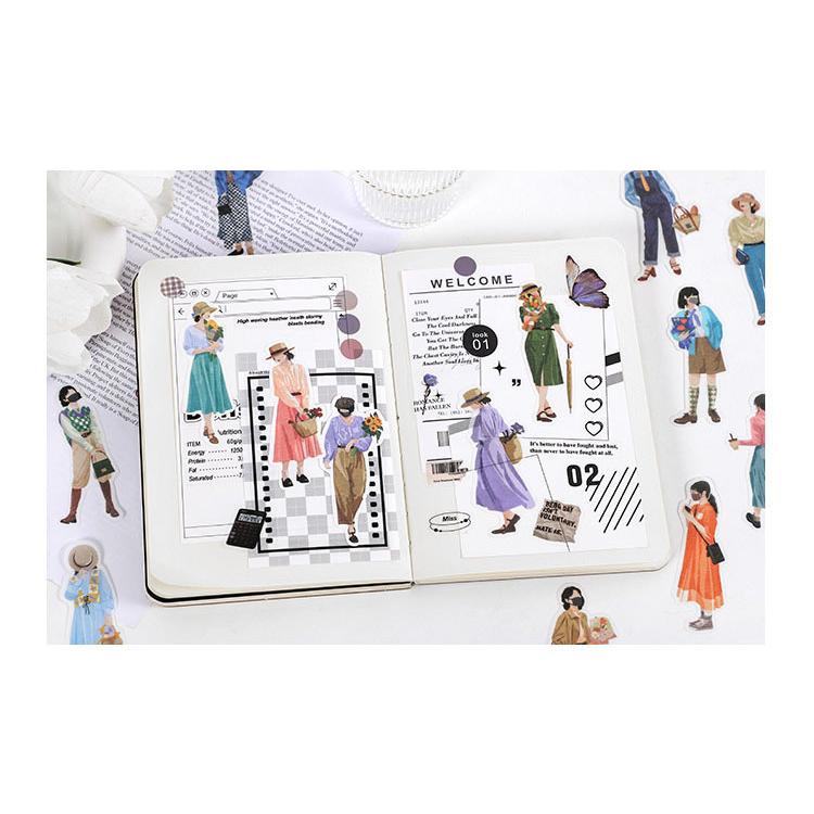 即日出荷 女の子 シール マスク掛け 人物 大人 フレークシール