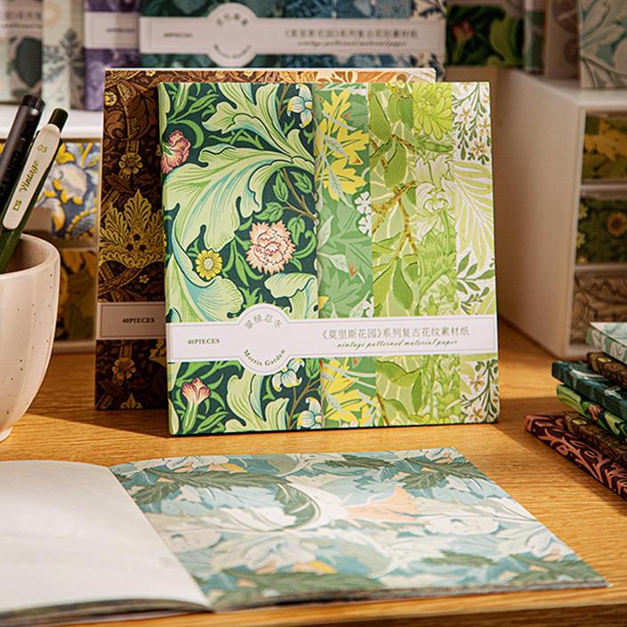 素材紙ブック モリス 花柄 デザインペーパー ブック コラージュ 素材