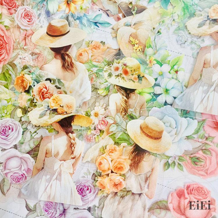 クリアシール 海外ステッカー PET素材 透明 耐水 コラージュ 素材 40枚