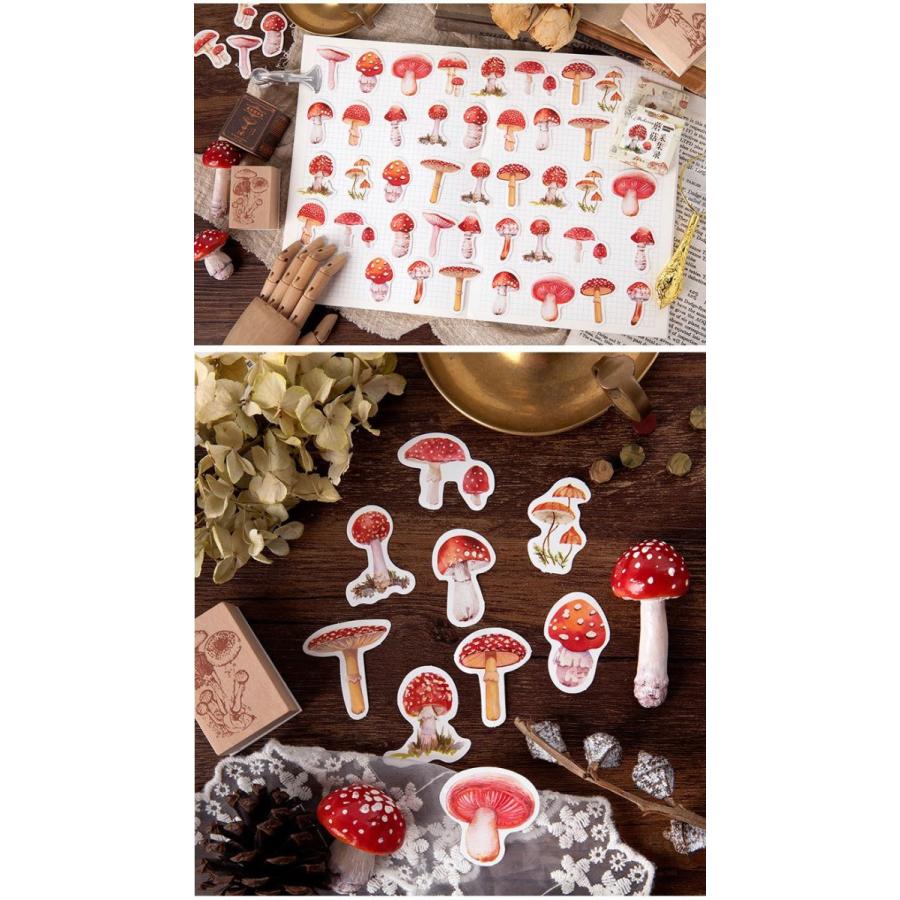 海外ステッカー キノコ きのこ シール フレークシール 45枚 箱入り 茸