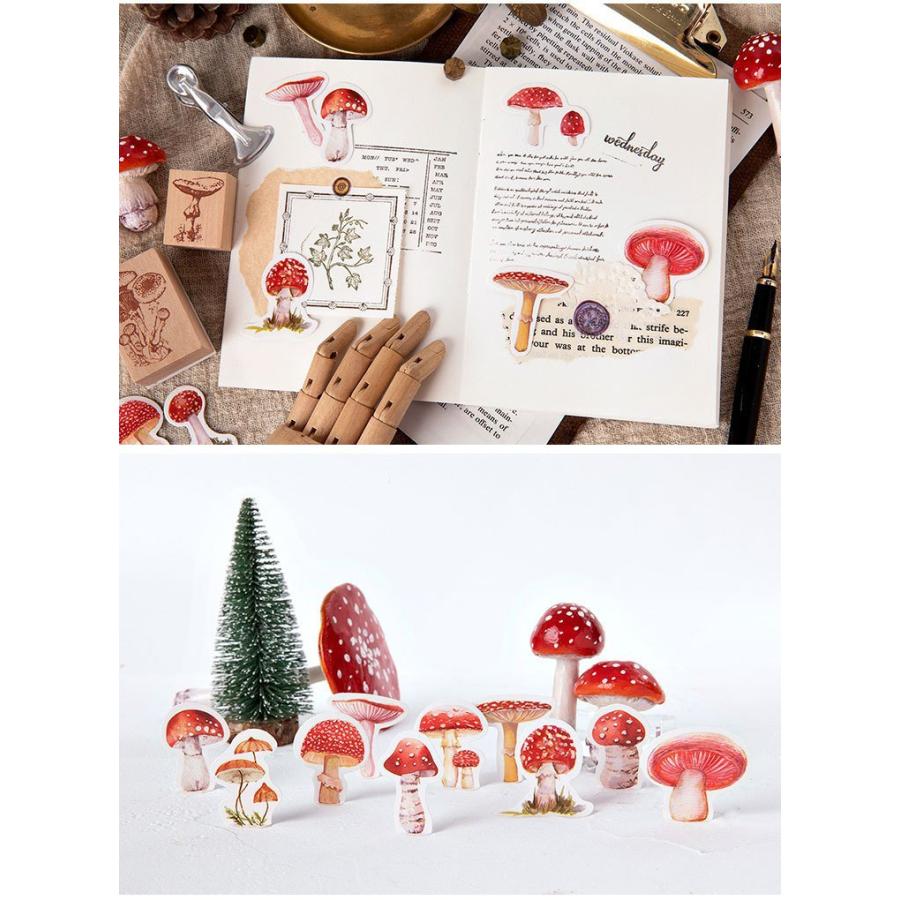 海外ステッカー キノコ きのこ シール フレークシール 45枚 箱入り 茸