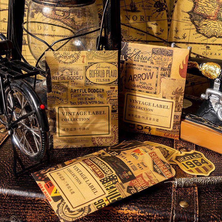 レトロ フレークシール 45枚 コラージュシール アメリカン