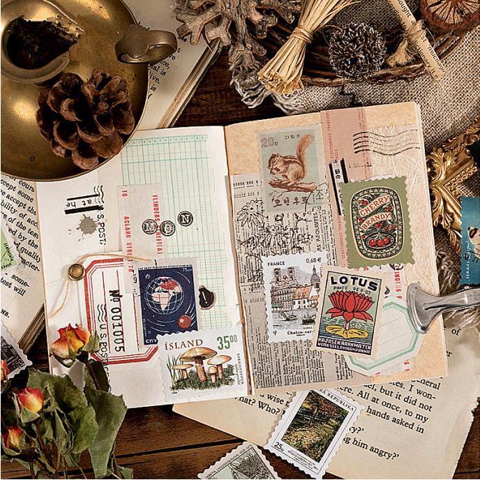 即納 海外 切手シール フレークシール スタンプシール アンティーク