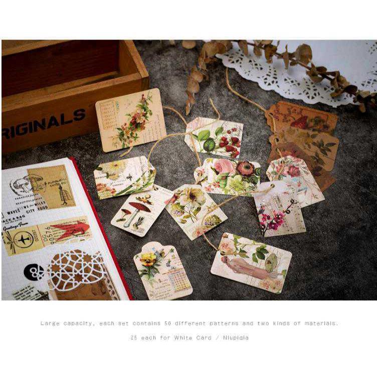 海外 アンティークタグ ビンテージタグ レトロ 50枚入り デザイン 全て