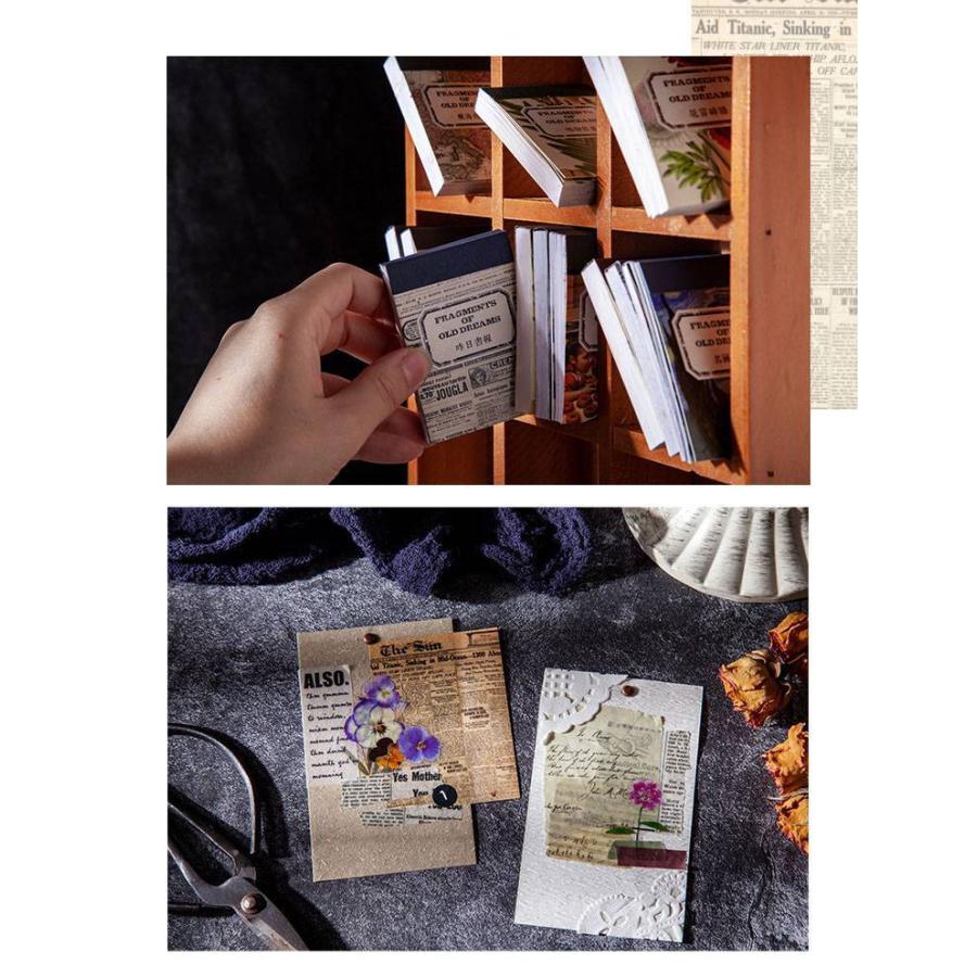 即日出荷 ヴィンテージペーパー シールブック 和紙 英字 新聞◇1冊50枚