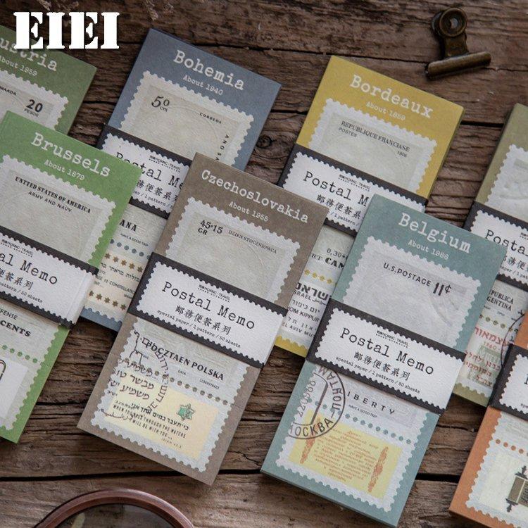 即納 海外便箋 透ける チケット風メモ ◇50枚 全8種類 ◇ 硫酸紙 メモ