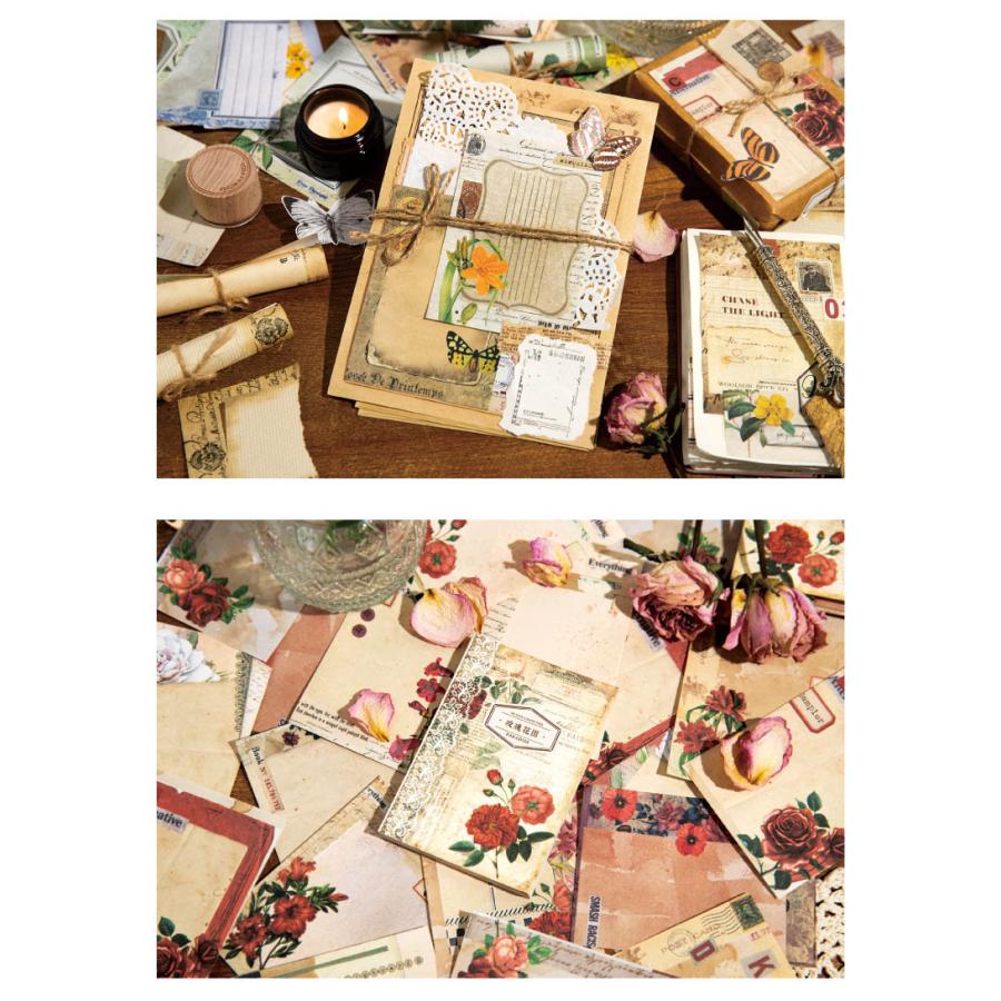 海外 便箋 50枚 コラージュ 素材 背景紙 素材紙 デザインペーパー 海外